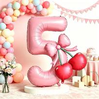 Cherry & Bow Balloon Kit Pink Number Balloons Birthday Wedding Anniversary Holiday Party Background Shooting Props Other