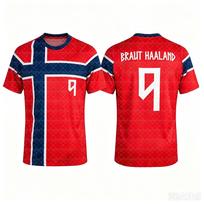 2026 Berniukų HAALAND Nr.9 Futbolo Marškinėlių Šortų Rinkinys Moterims Vyrams Norvegijos Futbolo Gerbėjams Marškinėlių Šortų Rinkinys Vaikams Sportinis Kostiumas 2 Dalių Rinkinys 130