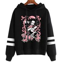 Anime Demon Slayer Hoodie Kamado Tanjirou Kamado Nezuko marginti gobtuvai su gobtuvu Megztiniai su gobtuvu Viršutiniai megztiniai M black