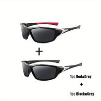 2pcs Polarized Sports Glasses Fashion Sunglasses for Driving, Cycling, Fishing Outdoor Sports Fishing Cycling Goggles UV400 black