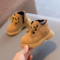 Pavasario/Rudens Vaikiški Martin Batai Berniukams ir Mergaitėms, 1-3 metų, Minkštas Padas, Neslystantys, Britiškos Odos Tendencija Size 19 (13.5cm) geltona