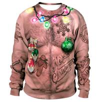 Vyrai Moteriški Elf Bjaurus kalėdinis megztinis 3D Juokingi kalėdiniai džemperiai Viršutiniai unisex megztiniai, šventinis vakarėlis Tacky kalėdinis megztinis 4XL pink