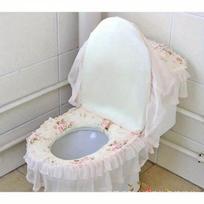 3 PCS/Set High Grade Lace Fabric Bathroom Toilet Seat Cover With Zipper Thick Seat Cushion Home Supplies