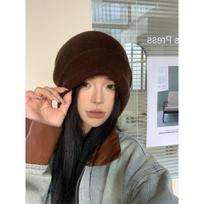 Large Head  Loose Pile Hat Female Head Face Cover Knitted Hat Solid Color Woolen Hat  Couple  Cold Hat Laid Back Style  Relaxed Feeling (54~ 65CM) black
