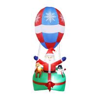 Xmas Inflatable Hot Air Balloon Father Xmas with Gingerbread Man and Penguin Blow Up Xmas Yard Decoration for Outdoor red