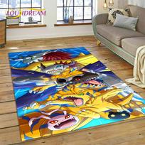 Retro Digimon Adventure Monster Cartoon Rug Carpet for Living Room Bedroom Decor,Floor Mat Non-slip Decoration for Sofa Doormat 40x60cm( 15x23in ) blue