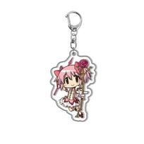 Magic Girls Madoka Magica Acrylic Keychain Madoka Kaname Homura Akemi DIY Adorable Pendant Layered Style Anime Cosplay Accessories 55mm gray