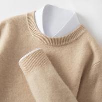 Autumn and Winter Thickened Round Neck Cashmere Sweater for Mens Skin-friendly and Warm Knitted Base Top Simple and Atmospheric Pullover Sweater XXL beige
