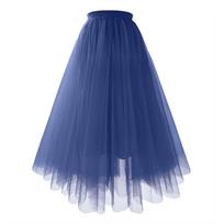 Elegantiškas moteriškas ilgas tiulio sijonas Raudonas maksi sijonas vakarėliams, vestuvėms ir ypatingoms progoms Patogus elastinis juosmuo M blue