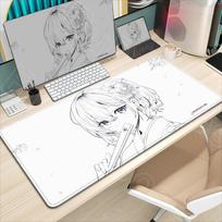 Naujas Juodas ir Baltas Pelės Kilimėlis Anime Mergaitė Žaidimų Klaviatūros Kilimėliai Žaidimų Aksesuarai Storas HD Stalo Kilimėlis Užrakintas Kraštas Guminis Pelės Kilimėlis 300x800x3mm