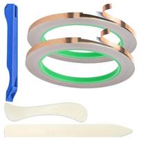 Adhesive Copper Foil Tape Double-Sided Conductive Tape with Scrapers Copper Tape for Stained Glass Shielding 1 green