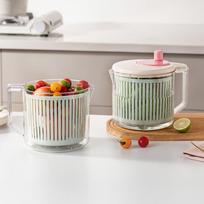 Manual Fruit and Vegetable Spinner: Dehydrator, Washer, and Drainer Basket for Kitchen Use žalia