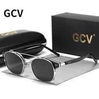 GCV Double Layer Removable Lens Sunglasses The Blu-Ray Glasses Acetate Gothic Retro Steampunk Polarized Men Women Sunglesses Other gray