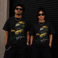 Ayrton Senna Helmet Racing graphic T-Shirt and kids tshirt | Legendary F1 driver design 4XL black