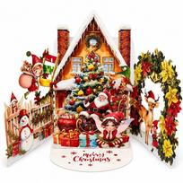Multicolor Christmas Pop-Up Cards Santa Xmas Tree 3D Christmas Card  Holiday Gifting 7 black