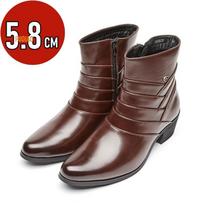 Men'S Elevator High Heel Leather Boots Fashion Side Zipper Ankle Boots High Top Dress Shoes Height Increase Formal Business Shoe 45 black