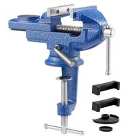 VEVOR Bench Vise, 3 Inch, Portable Workbench Vice with 360 degrees Swivel Base, Quick Release Rotating Bench Clamp, Raised Base 16 x 9 x 19.5 cm