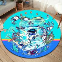 ASTRO BOT Apvalus kilimas, Kilimas svetainei, miegamajam, sofai, žaidimų kambariui, neslystantis grindų kilimėlis 80cmx80cm white