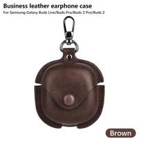 For Samsung Galaxy Buds Live FE 2 Pro Business leather earphone case Cover Headphone Sleeve Solid color headphone case Funda For Buds Live