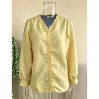 Womens Long Sleeve V-Neck Blouse With Lace Trim Contrast Panel Detail Loose Fit Office Casual Shirt 5XL beige