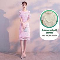 Upgraded 2021 Lace Qipao: Young Style Summer Dress for Women M white
