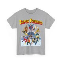 Super Friends T-Shirt DC Hanna-Barbera Superman, Batman, Hawkman Vintage-Style S gray