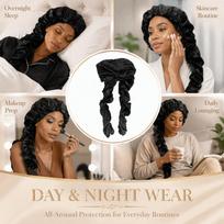 Soft Stretchy Hair Bonnet Double Sleeve Braid Bonnet Dual Use Samurai Wrap  Night Time white
