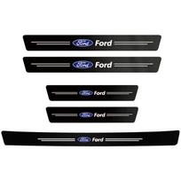 Automobilio durų slenksčio apsauginės nuo įbrėžimų lipdukai Anglies mikropluošto lipdukas Ford Edge Explorer Transit Ranger Kuga MK2 MK7 Fusion Ecosport