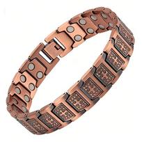 Cross-shaped Full Magnetic Bracelet Red Copper Men Bangle Magnetic Stone Bracelet  Jewelry Gift Style 3