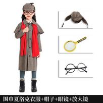 Helovino Cosplay Šerlokas Šerlokas Detektyvas Tėvų ir Vaikų Kostiumas Scenos Cosplay Kostiumas 120cm gray
