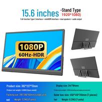 18 colių nešiojamas 2,5K monitorius: 15,6  HD, HDMI, 144Hz, Telefono ekrano veidrodinis atspindėjimas, Nešiojamojo kompiuterio išplėtimas 15.6 inch 1920x1080-60Hz Stand Dual USB-C