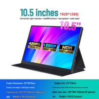 18 colių nešiojamas 2,5K monitorius: 15,6  HD, HDMI, 144Hz, Telefono ekrano veidrodinis atspindėjimas, Nešiojamojo kompiuterio išplėtimas 10.5 inch 1920x1280-60Hz Dual USB-C