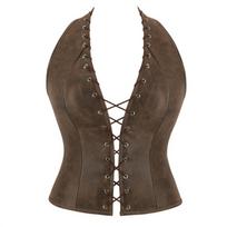 Women S Vintage Sexy Lace Up Halter Sleeveless Vest Top M black