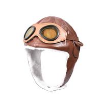 Kids Aviator Costume Accessories Pilot Aviator Hat With Goggles Scarf Gloves For Halloween Career Day Birthday Cosplay Costume 48-52cm brown