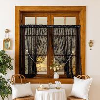 Jacquard Lace Half Curtain 1pc Floral Short Panel Rod Pocket for Kitchen Cafe Window Decor Width 140*height 45