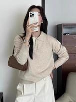 Women's Autumn/Winter 2025 Lazy Style Polo Knit Sweater Top One Size (Recommended for 80-130 jin)