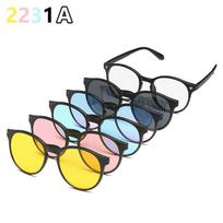 Akiniai 6 viename vyrams moterims su 5 vnt. užsegamų poliarizuotų saulės akinių, magnetiniai akiniai vyrams, kompiuteriniai optiniai &Polarized white