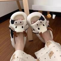 fashion Women Cow Sandals Flip Flops for Woman Cute Linen Home Slippers Men Couples Four Seasons Indoor Shoes Comfortable Cartoon Slides 42-43 smėlis