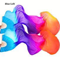 Gradiento spalvos pilvo šokio vėduoklis 150 cm ilgio ilgas imitacinis vėduoklis kvadratiniam šokiui vaikams ir moterims Blue Left purple