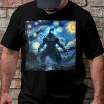 Starry Night Godzilla T-Shirt, Unique Art Graphic Tee, Sci-Fi Monster Shirt, #26 Unisex T-Shirt L blue