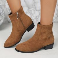 European and American foreign trade side zipper thick heel suede Martin boots women's cross-border low heel large size thin short bare boots 43