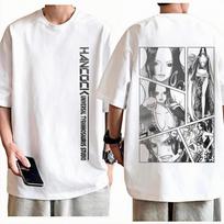 One Piece Boa Hancock TShirt Unisex Harajuku Anime Graphic Print Crew Neck Pure Cotton Fashion Streetwear Tops For Men Women L gray