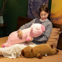 Cute And Charming Capybara Gentle Plush Toy Extended Large Pillow Adorable Animal Doll designed for Girls Birth Date Present - Adorable Stuffed 60cm rožinė