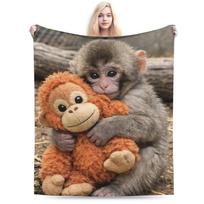Juokingas beždžionės animacinis pledas Super minkštas šiltas pledas lovai 50x60 colių Įvairių dydžių lovatiesė 75x90cm