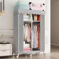 Fully Enclosed Cloth Wardrobe: Reinforced Steel Frame with Thick Oxford Fabric white
