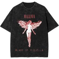 Elden Ring Malenia Blade of Miquella Warrior Graphic Vintage Washed Distressed Oversized Short Sleeve Casual Gaming Streetwear TShirt S black