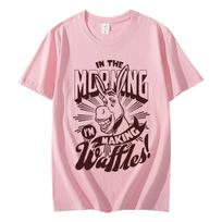 Shrek Donkey in The Morning Im Making Waffles Funny Meme Tshirt Unisex Women Fashion Vintage Tshirts High Quality Cotton T Shirt L pink