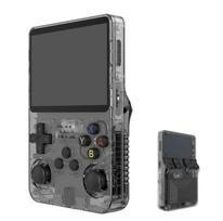 R36S Retro vaizdo delninė žaidimų konsolė, skirta 64G ir 1500 klasikiniams žaidimams, juoda