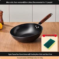 Zhangqiu Traditional Iron Non-Coated Non-Stick Round-Bottom Wok for Gas Stove