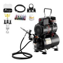 VEVOR Airbrush Kit, 1/6 HP, Air Brush Kit with Air Compressor and Tank, 1 Dual-Action Professional Airbrush with 1 Tip, Hose, Acrylic Paint, 2 Fans